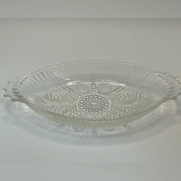 Vintage Anchor Hocking Feather and Pearl Oval Relish Dish - Picture 2 of 5